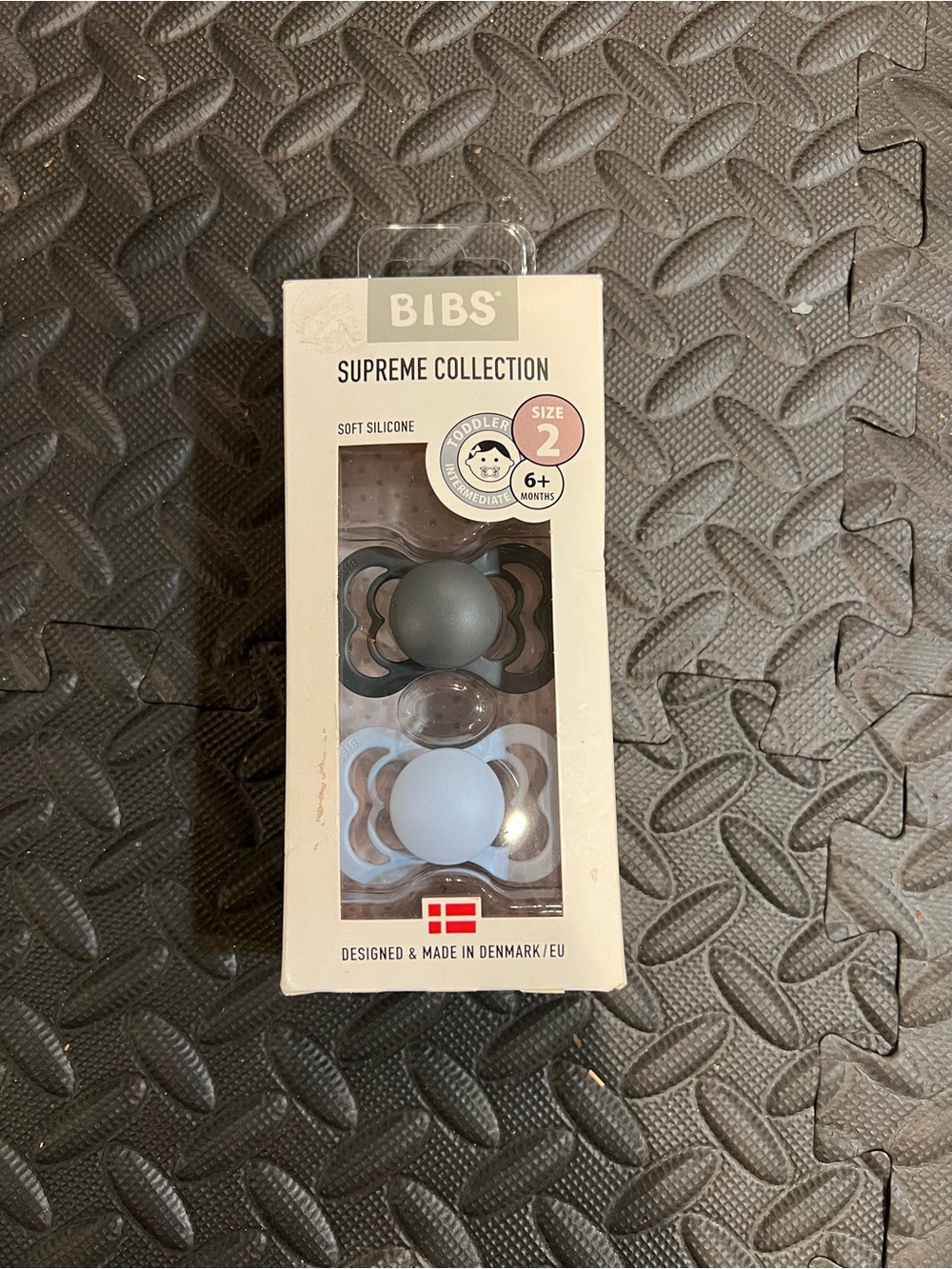 Supreme Collection Silicone Pacifiers - Gray & Light Blue (Size 2)